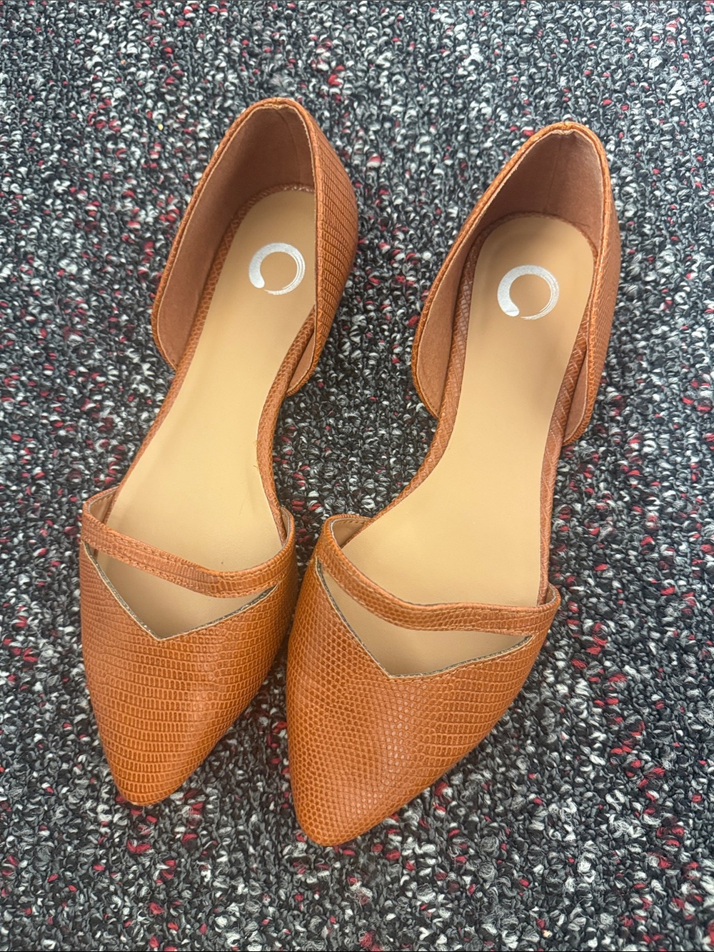 Journee Collection Pointed D'Orsay Flats in Cognac Tan